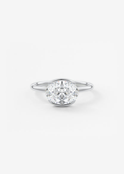 Oval Half Bezel Lab Grown Diamond Engagement Ring