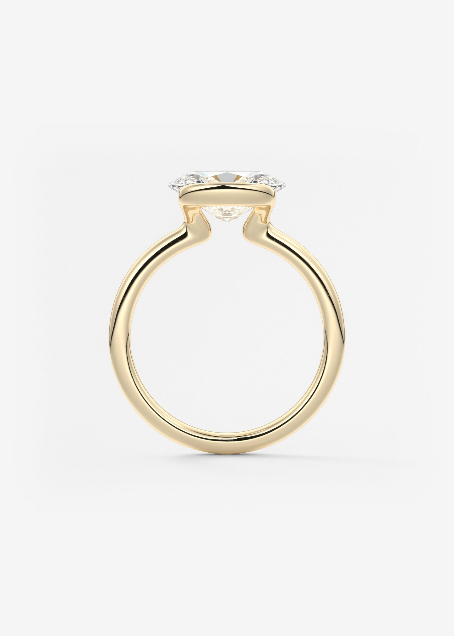 Oval Half Bezel Lab Grown Diamond Engagement Ring