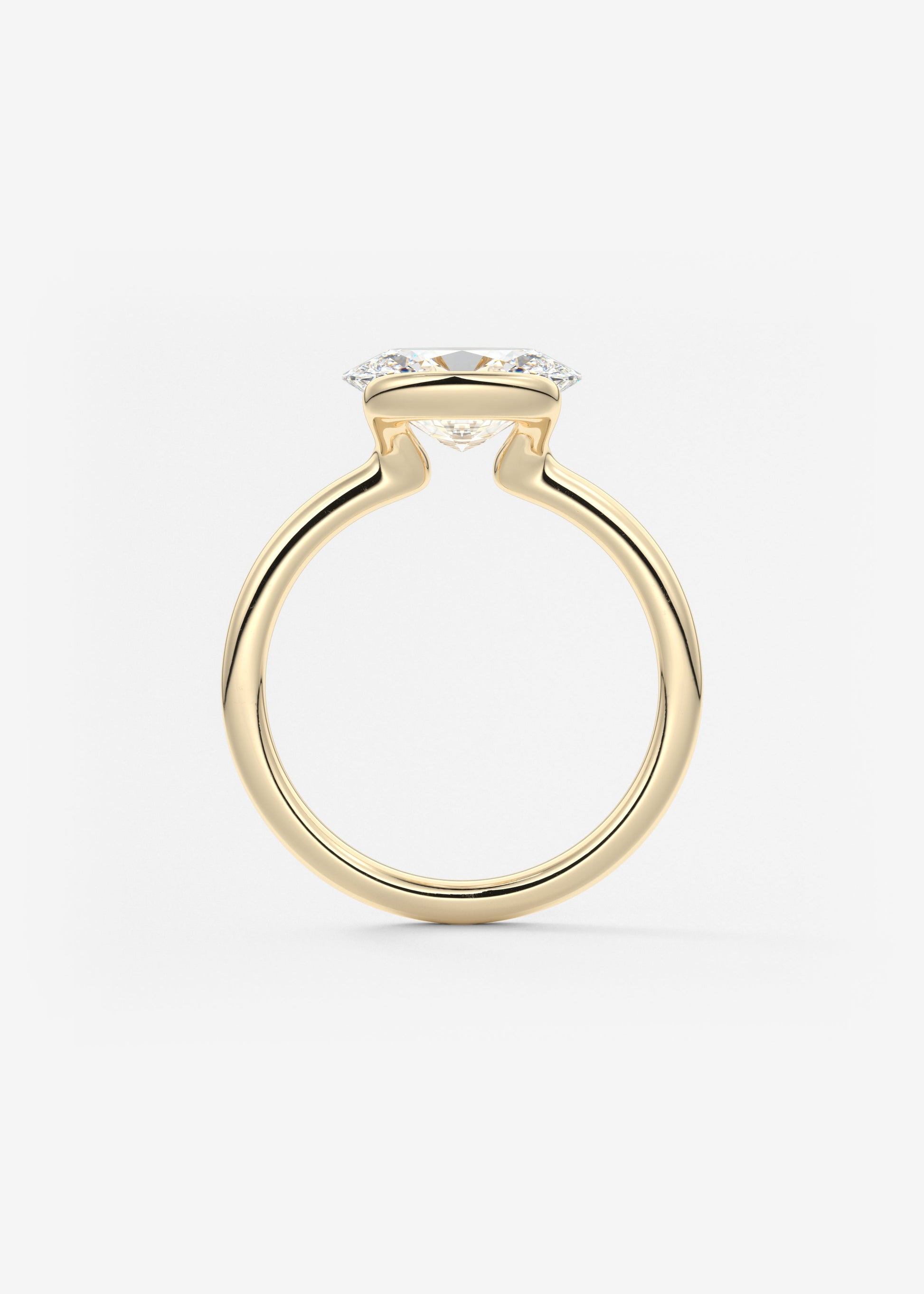 Oval Half Bezel Lab Grown Diamond Engagement Ring