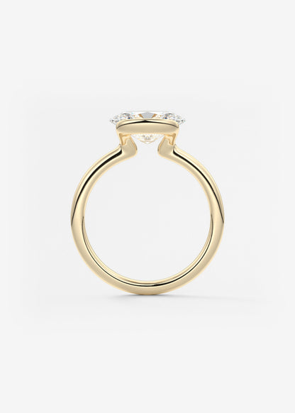 Oval Half Bezel Lab Grown Diamond Engagement Ring