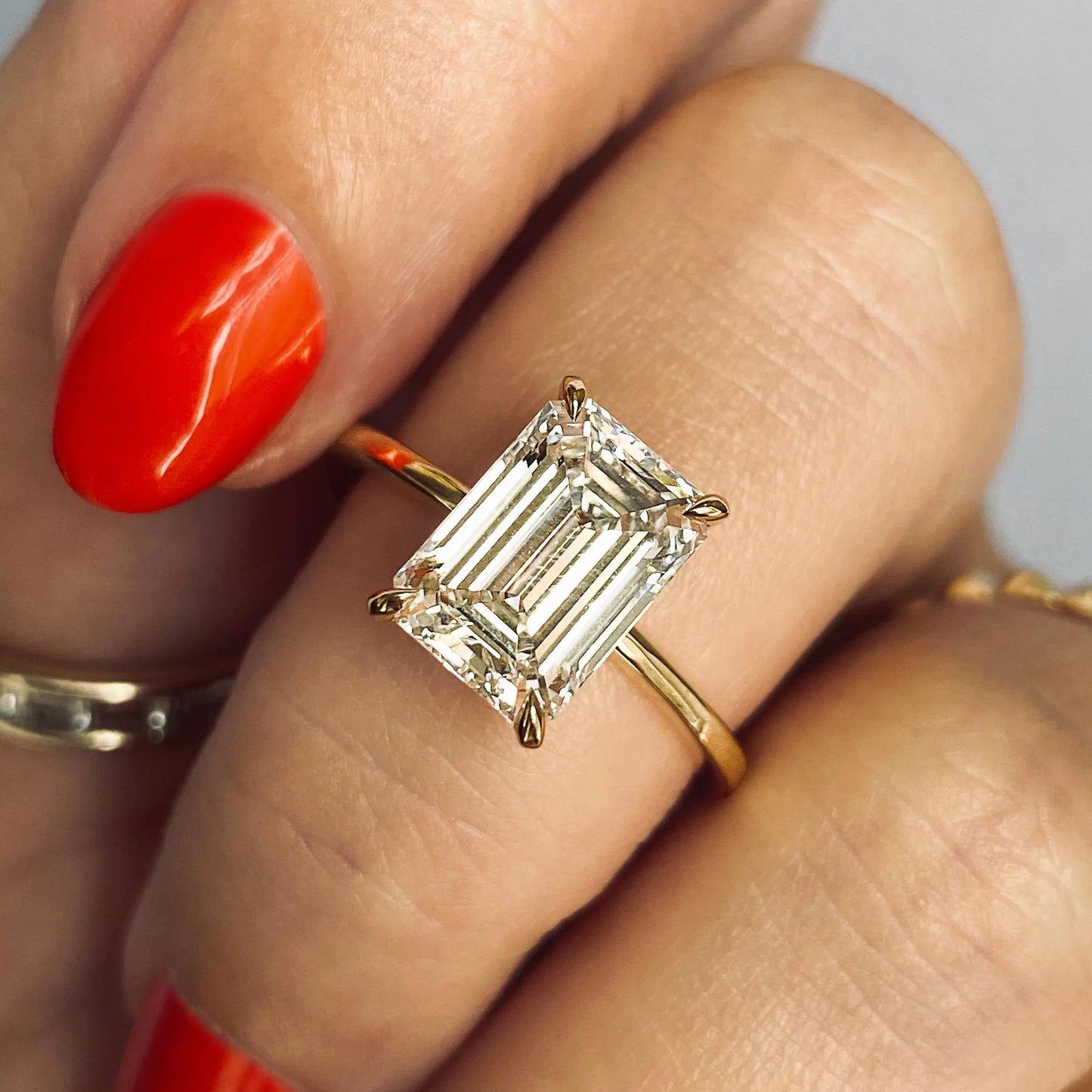 1.91 CT Emerald Cut Solitaire Moissanite Engagement Ring