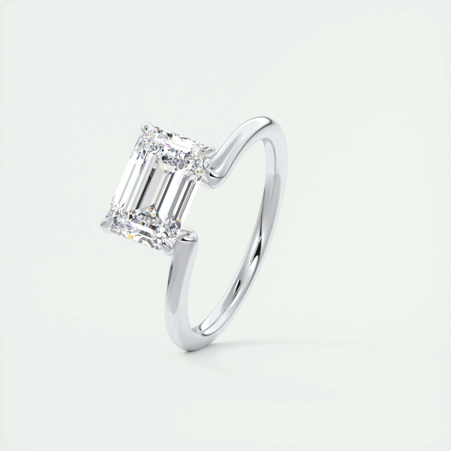 1.91 CT Emerald Cut Solitaire Moissanite Engagement Ring