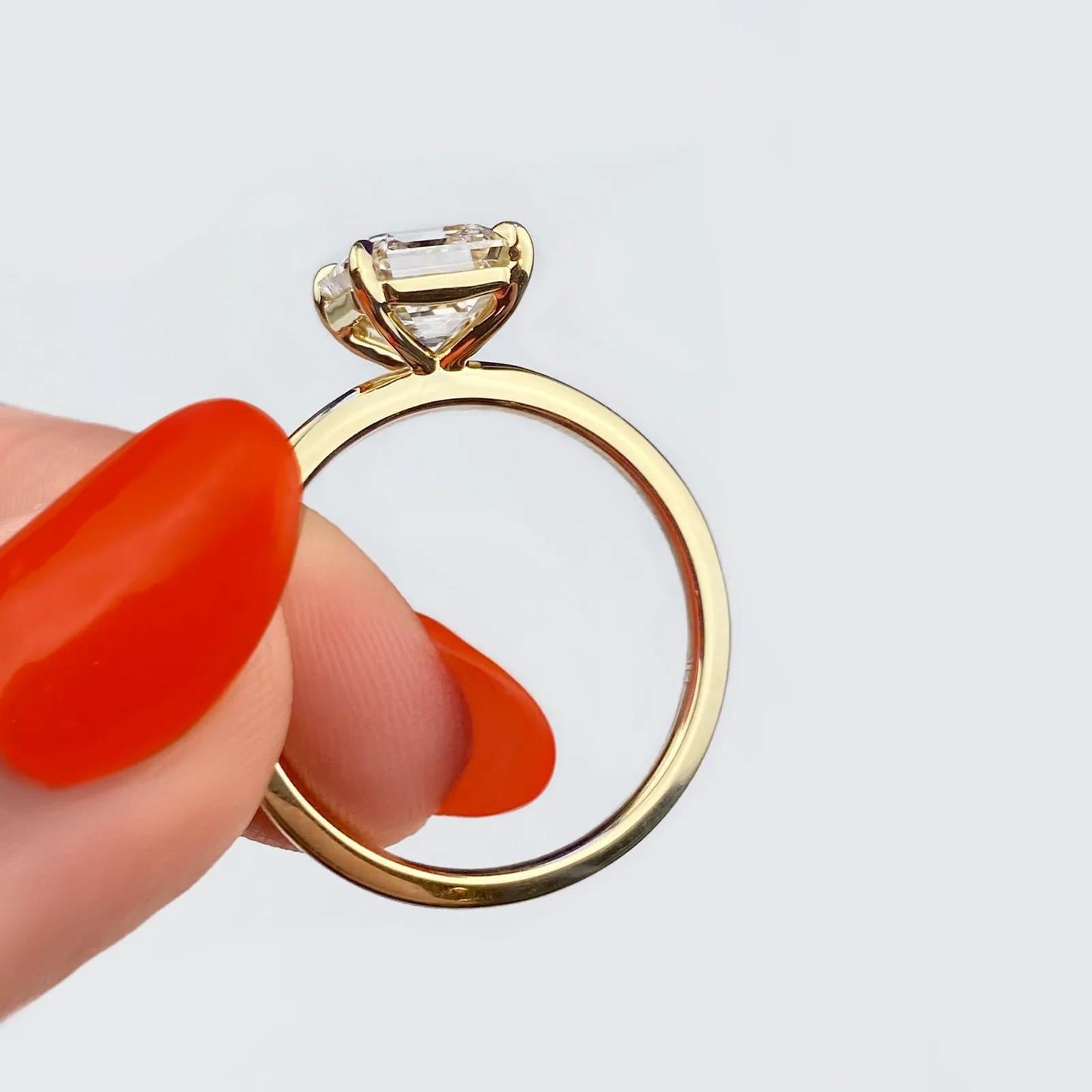 2.03 CT Asscher Cut Solitaire Moissanite Engagement Ring