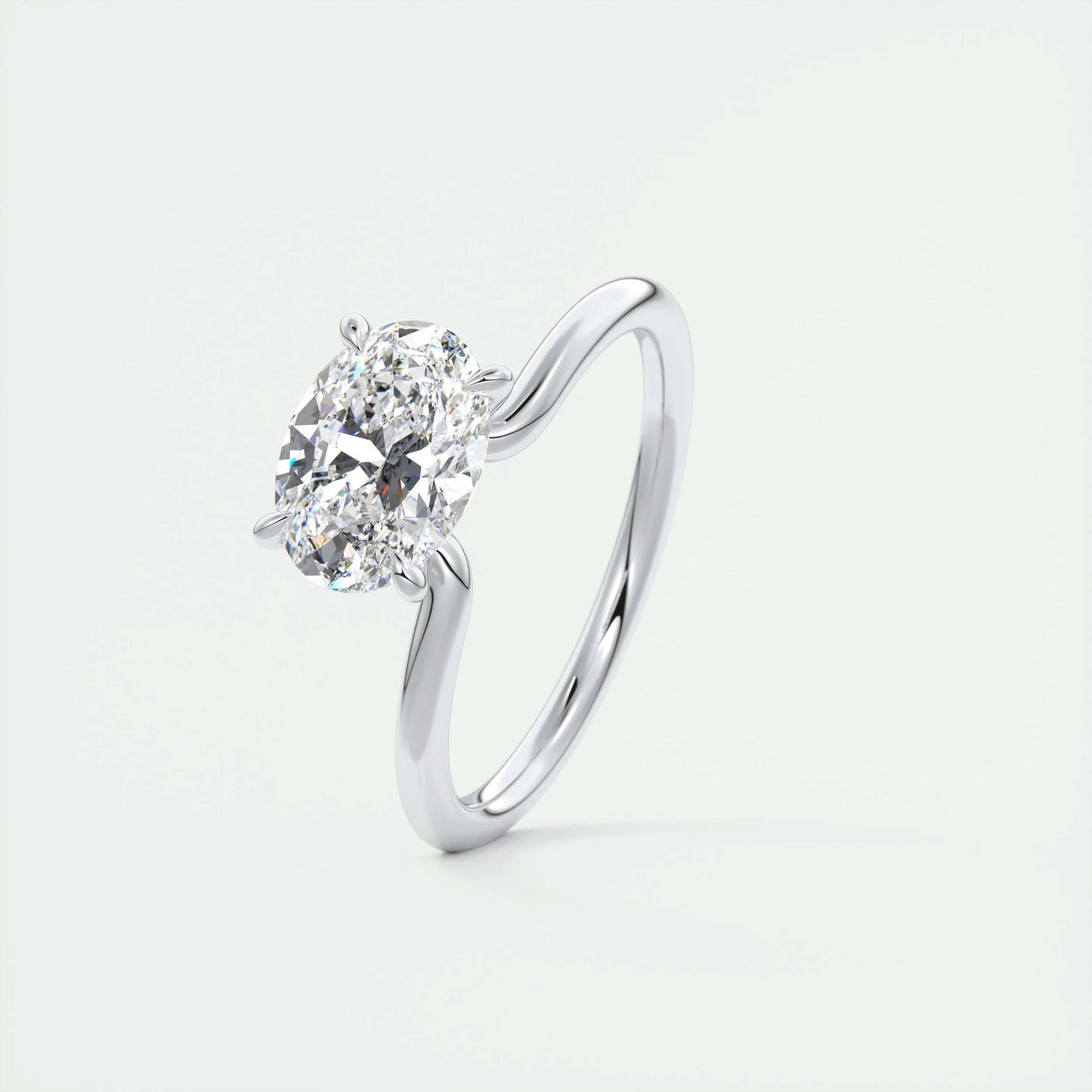1.91 CT Oval Cut Solitaire Moissanite Engagement Ring