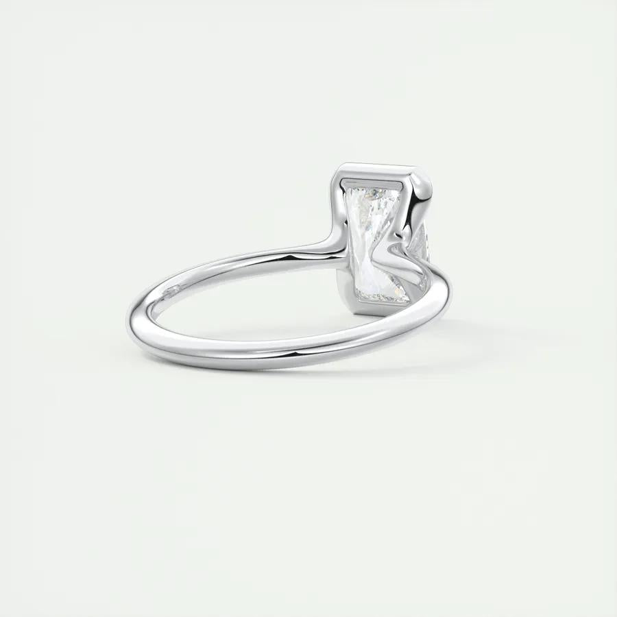 2.10 CT Radiant  Solitaire Half Bezel Moissanite Engagement Ring