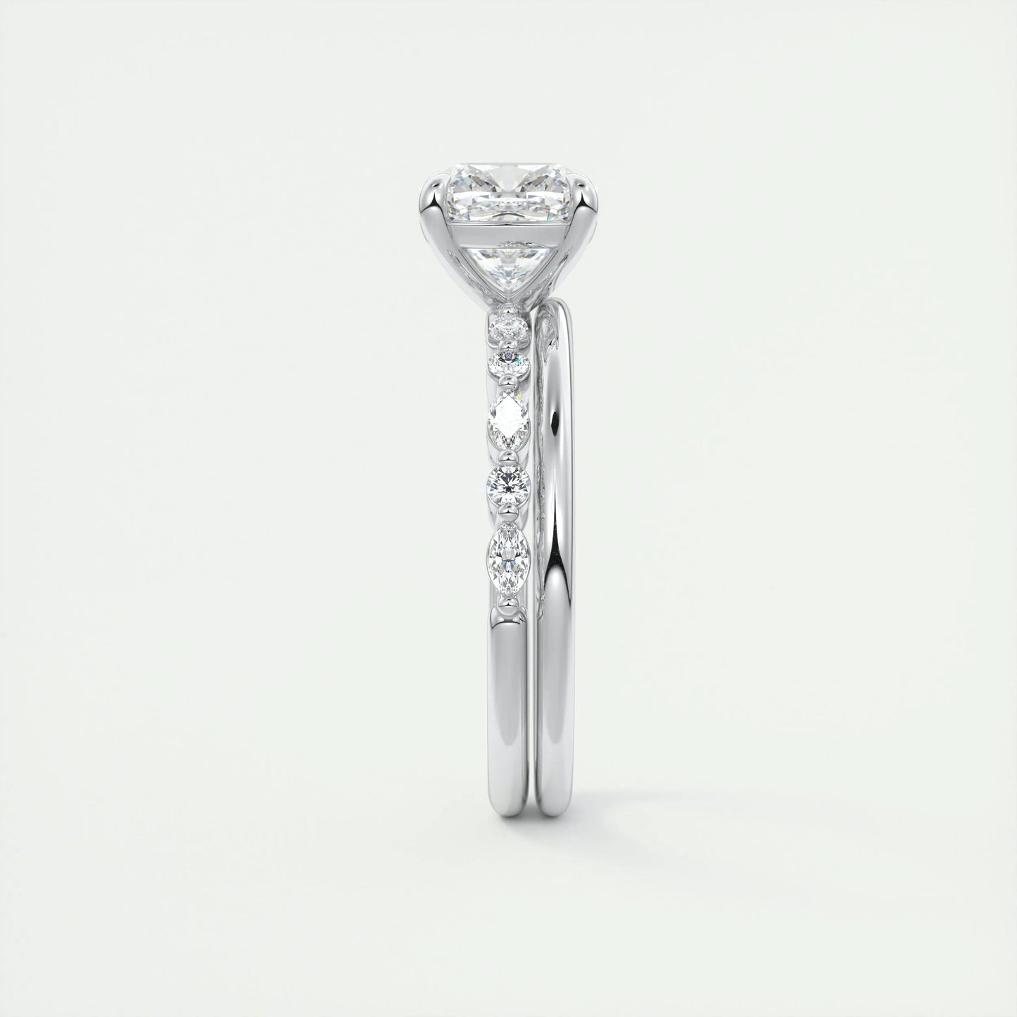 2.15 CT Cushion Cut Solitaire Pave Moissanite Engagement Ring