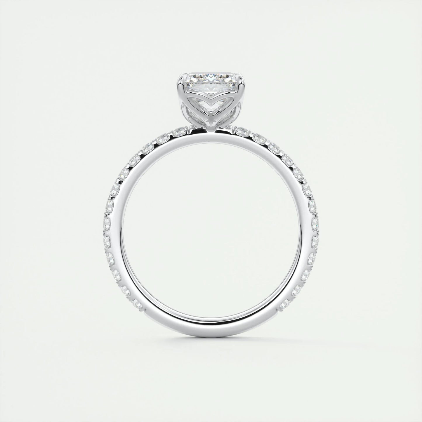 1.91 CT Emerald Solitaire Pave Moissanite Engagement Ring