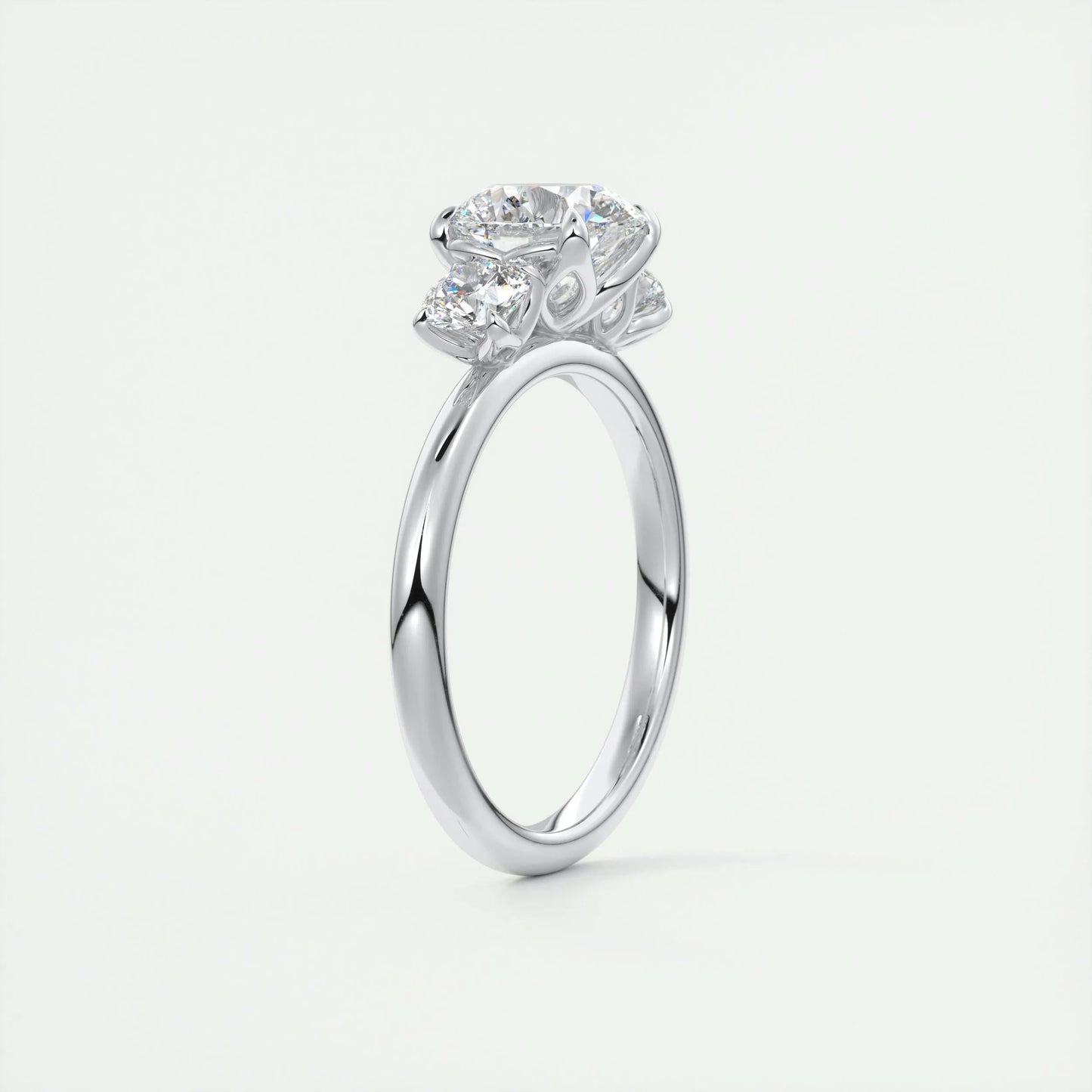 2.0 CT Round Cut Three Stone Moissanite Engagement Ring