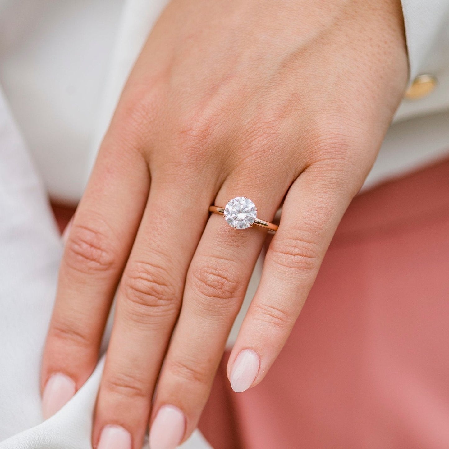 2.1 CT Round Solitaire Lab Grown Diamond Engagement Ring