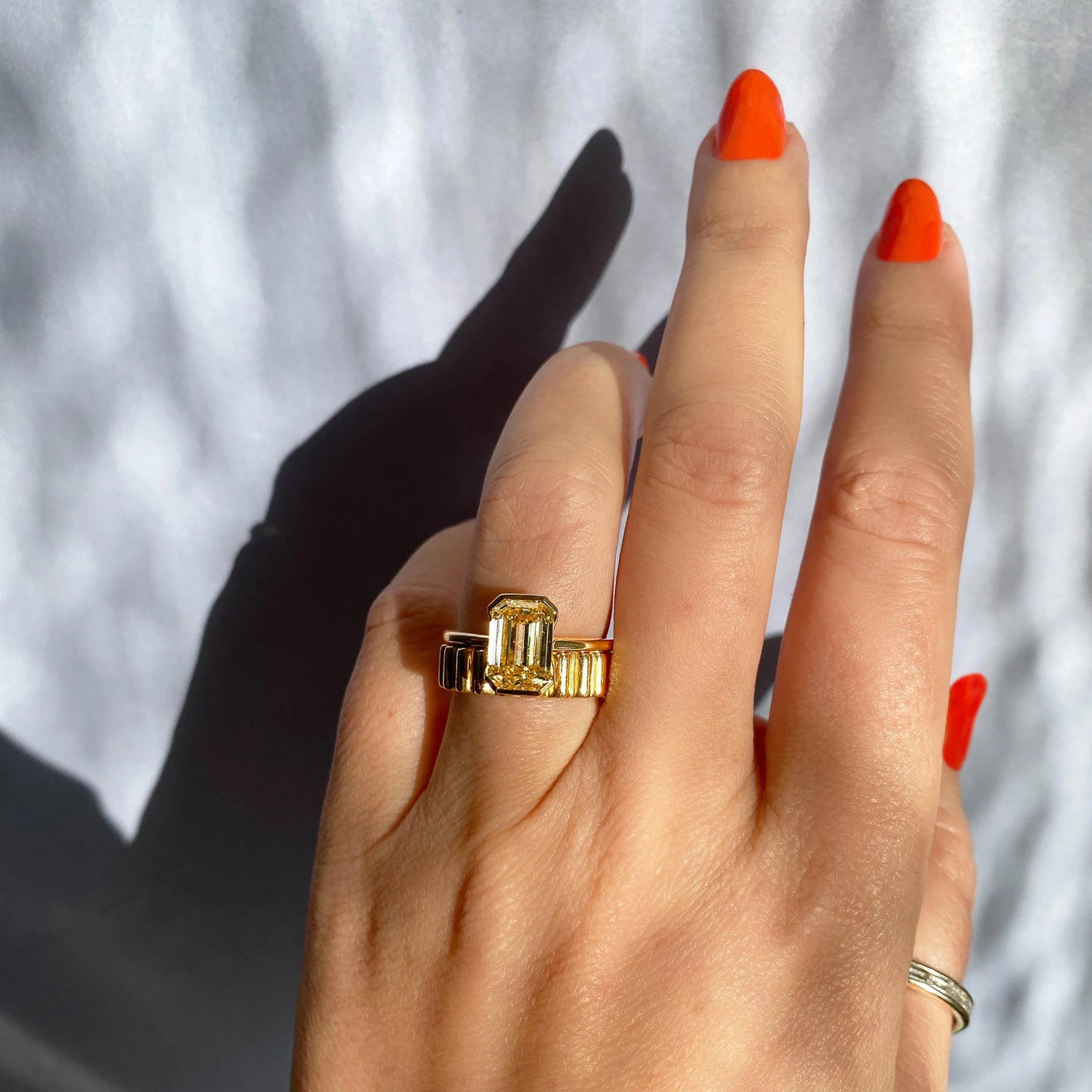 1.91 CT Emerald Half Bezel Solitaire Moissanite Engagement Ring