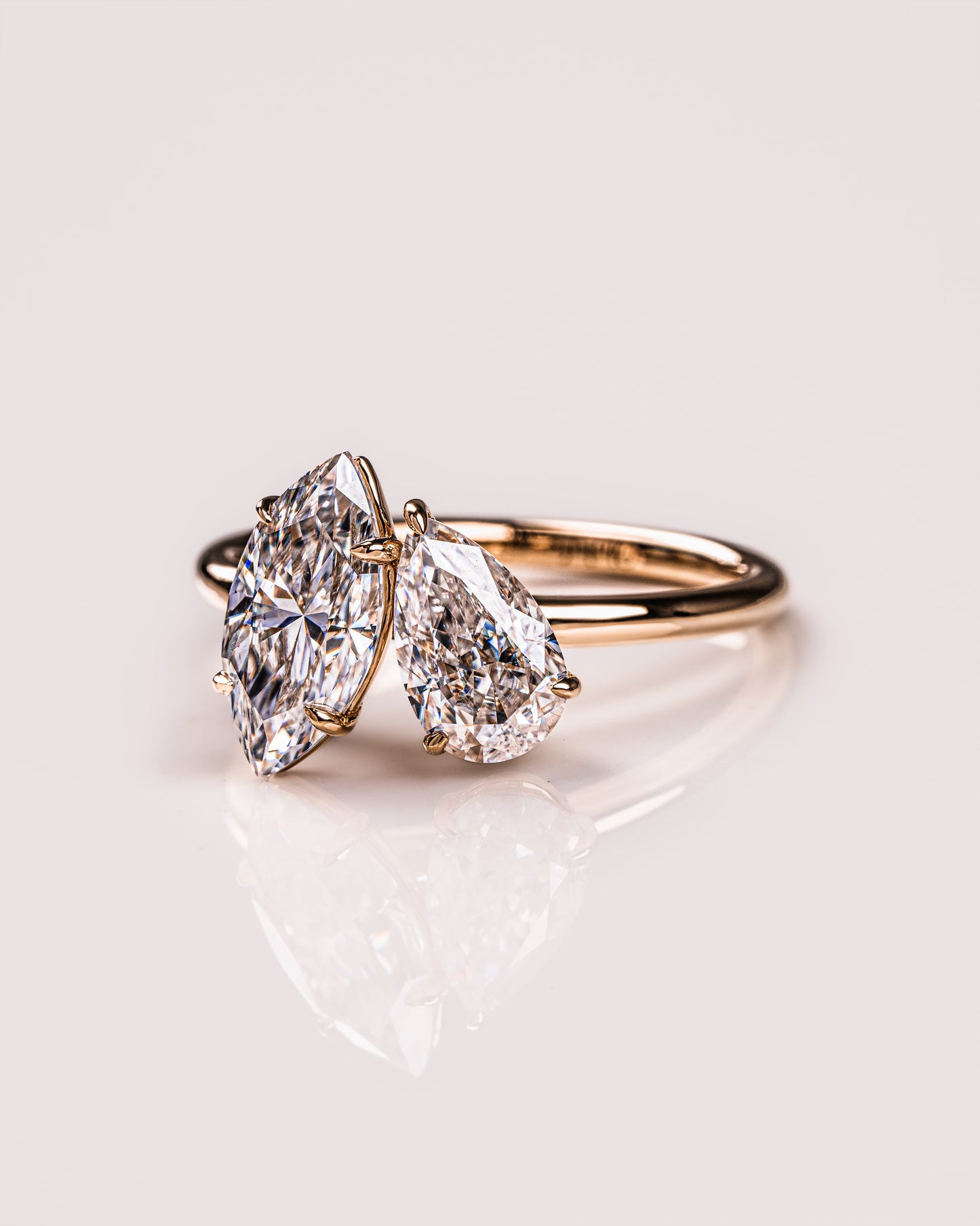 2.50 CT Marquise & Pear Cut Two Stone Moissanite Engagement Ring