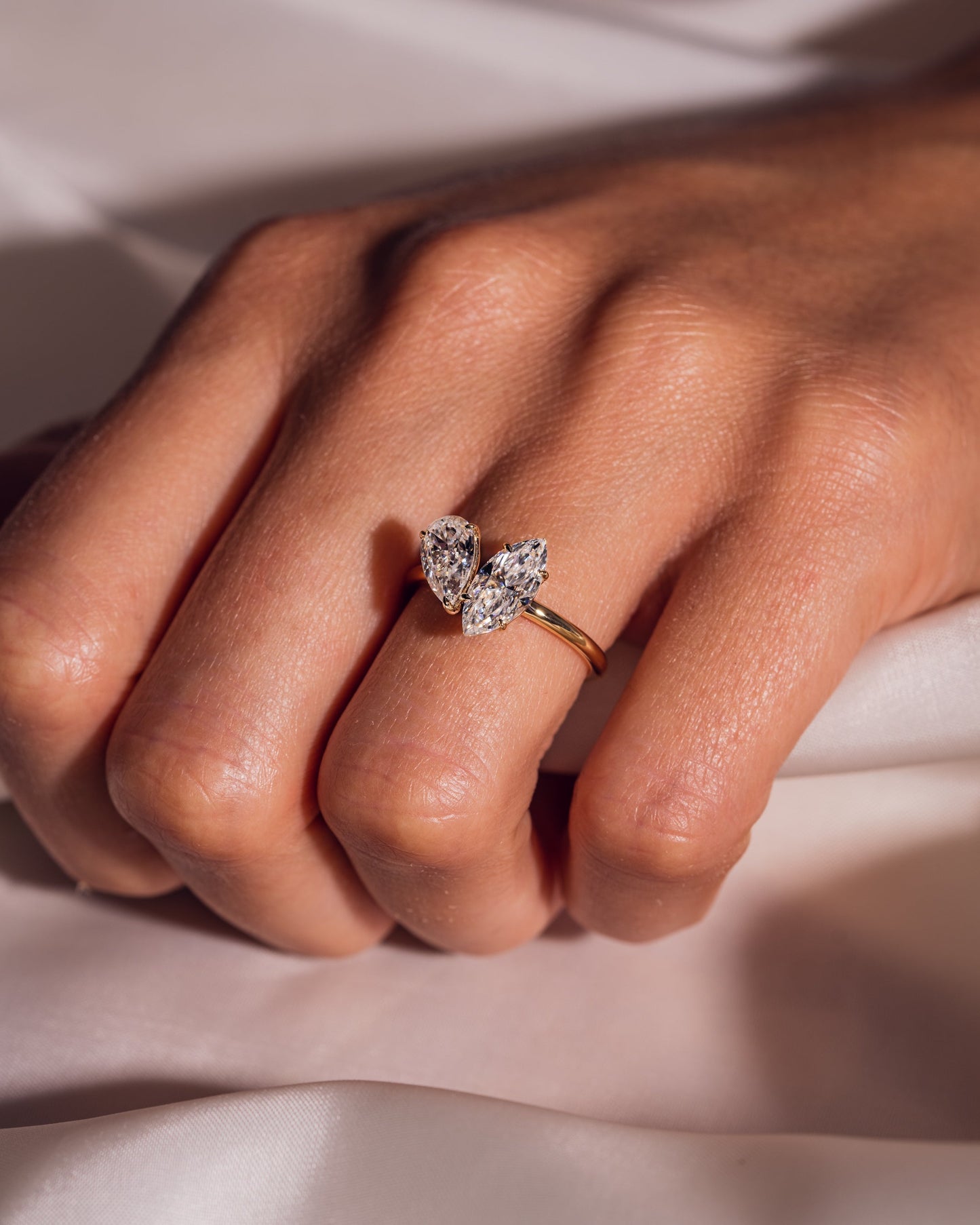 2.50 CT Marquise & Pear Cut Two Stone Moissanite Engagement Ring