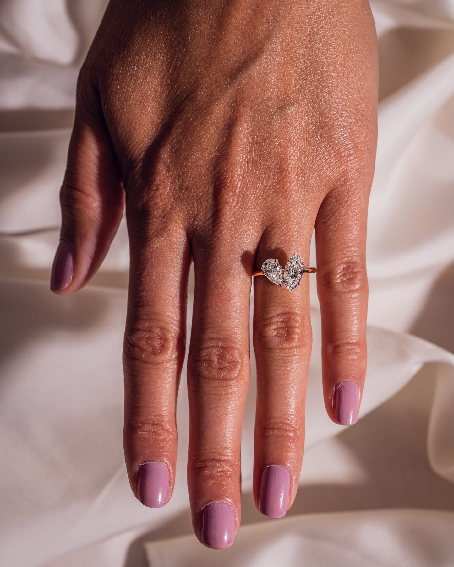 2.50 CT Marquise & Pear Cut Two Stone Moissanite Engagement Ring