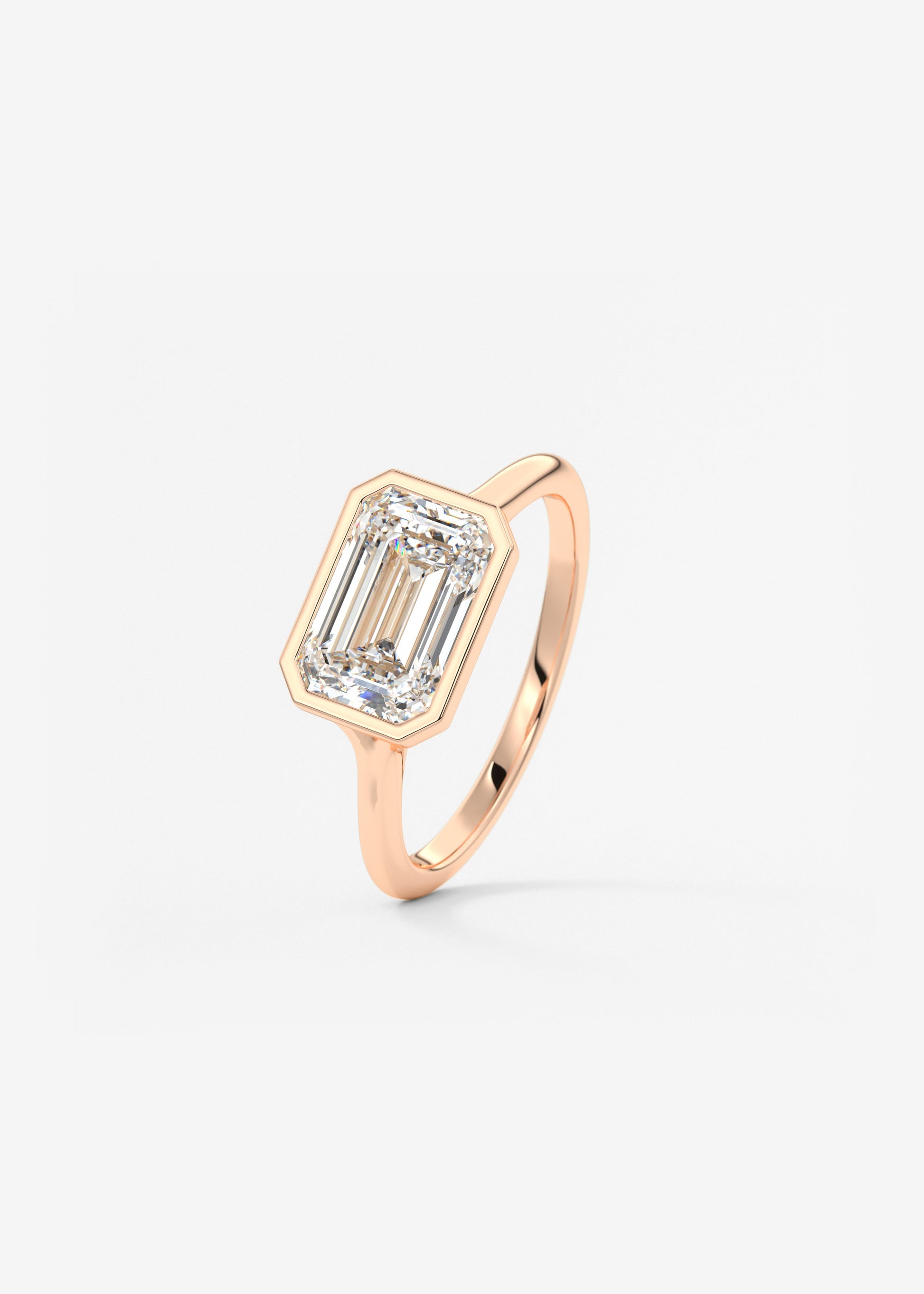 Emerald Bezel Split Shank Lab Grown Diamond Engagement Ring