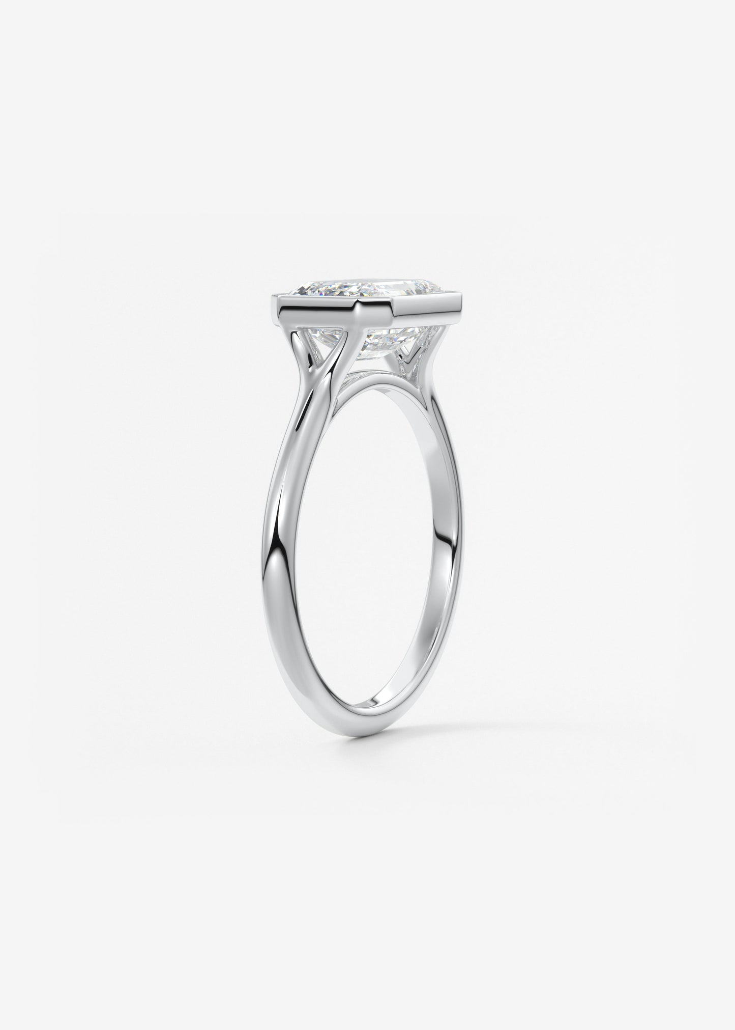 Emerald Bezel Split Shank Lab Grown Diamond Engagement Ring