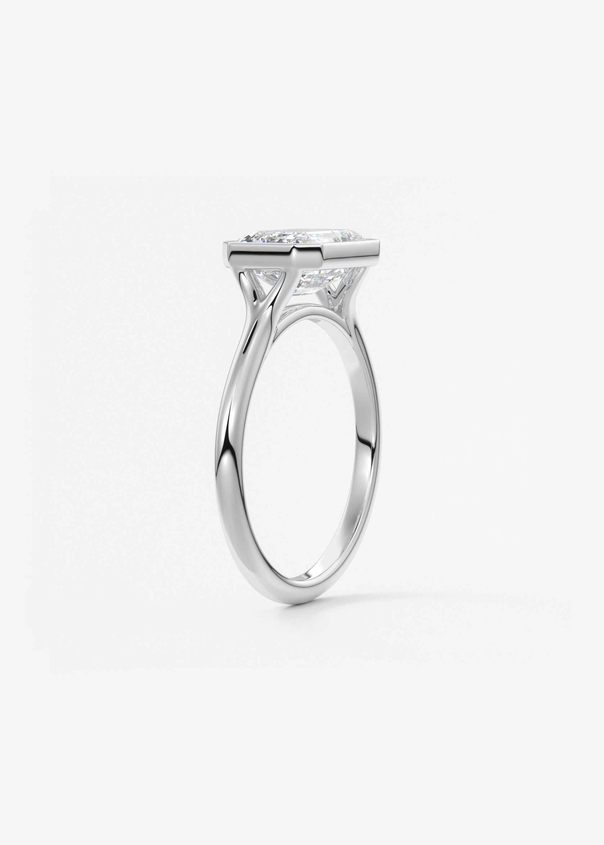 Emerald Bezel Split Shank Lab Grown Diamond Engagement Ring