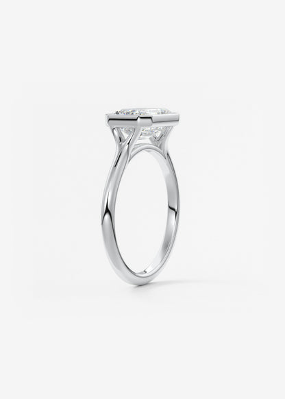 Emerald Bezel Split Shank Lab Grown Diamond Engagement Ring