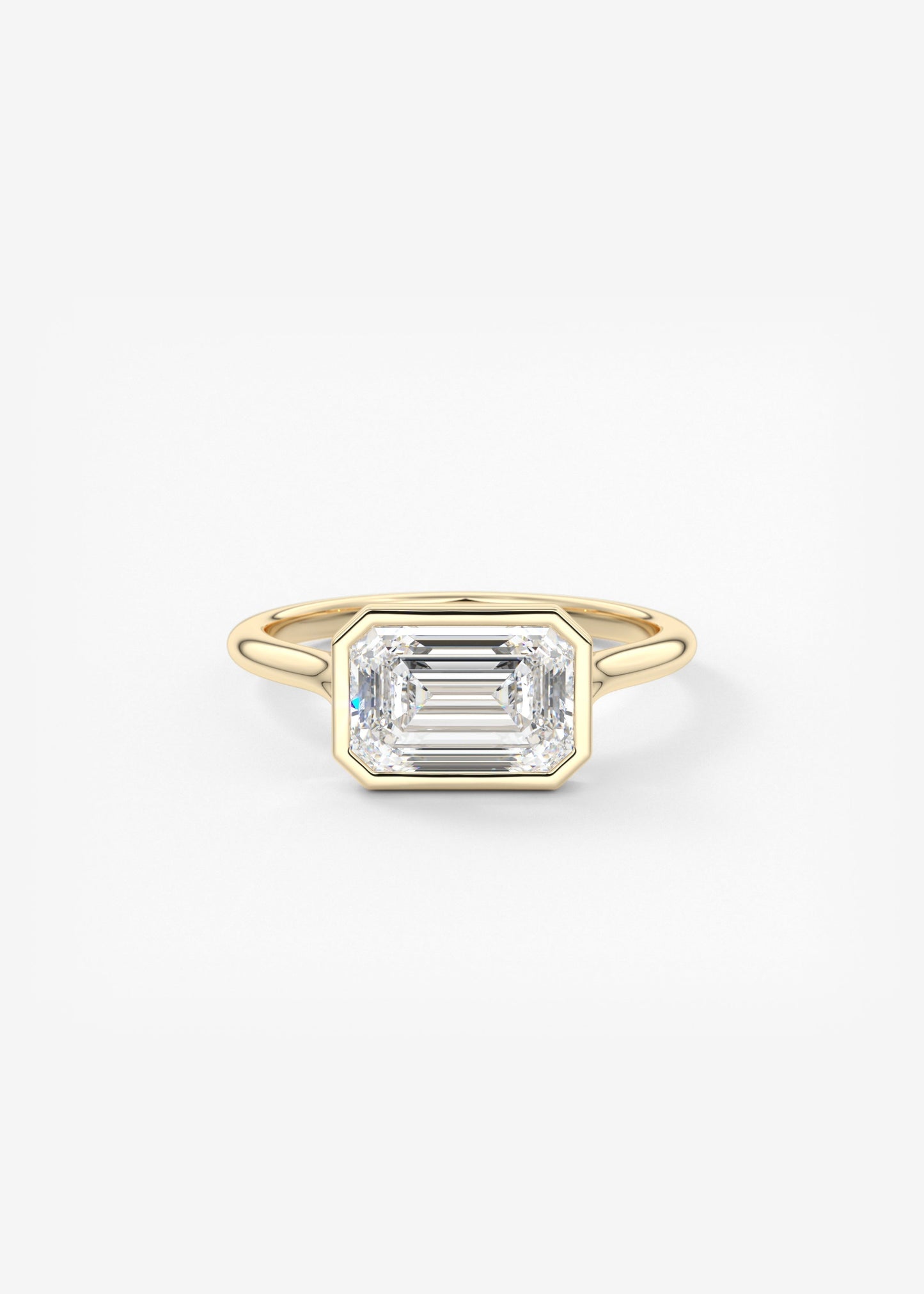 Emerald Bezel Split Shank Lab Grown Diamond Engagement Ring