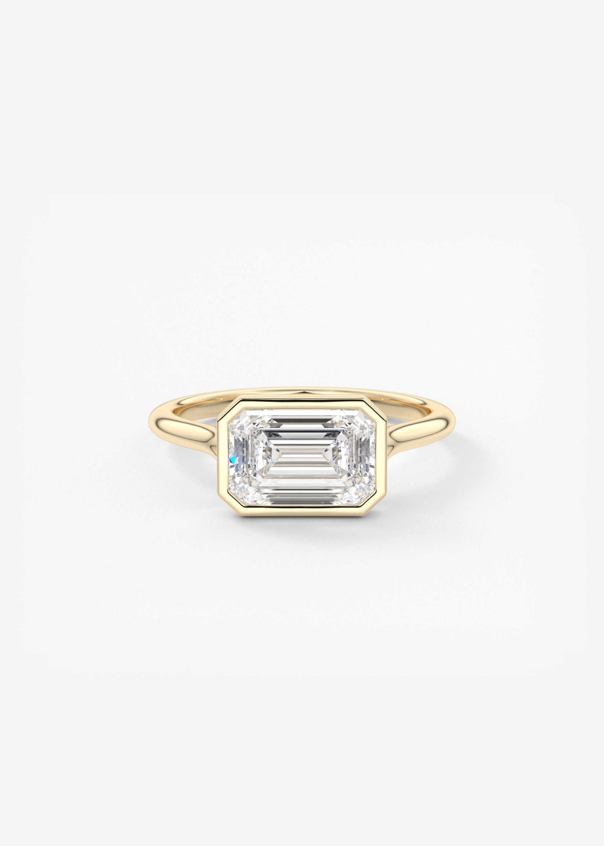 Emerald Bezel Split Shank Lab Grown Diamond Engagement Ring