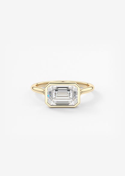 Emerald Bezel Split Shank Lab Grown Diamond Engagement Ring