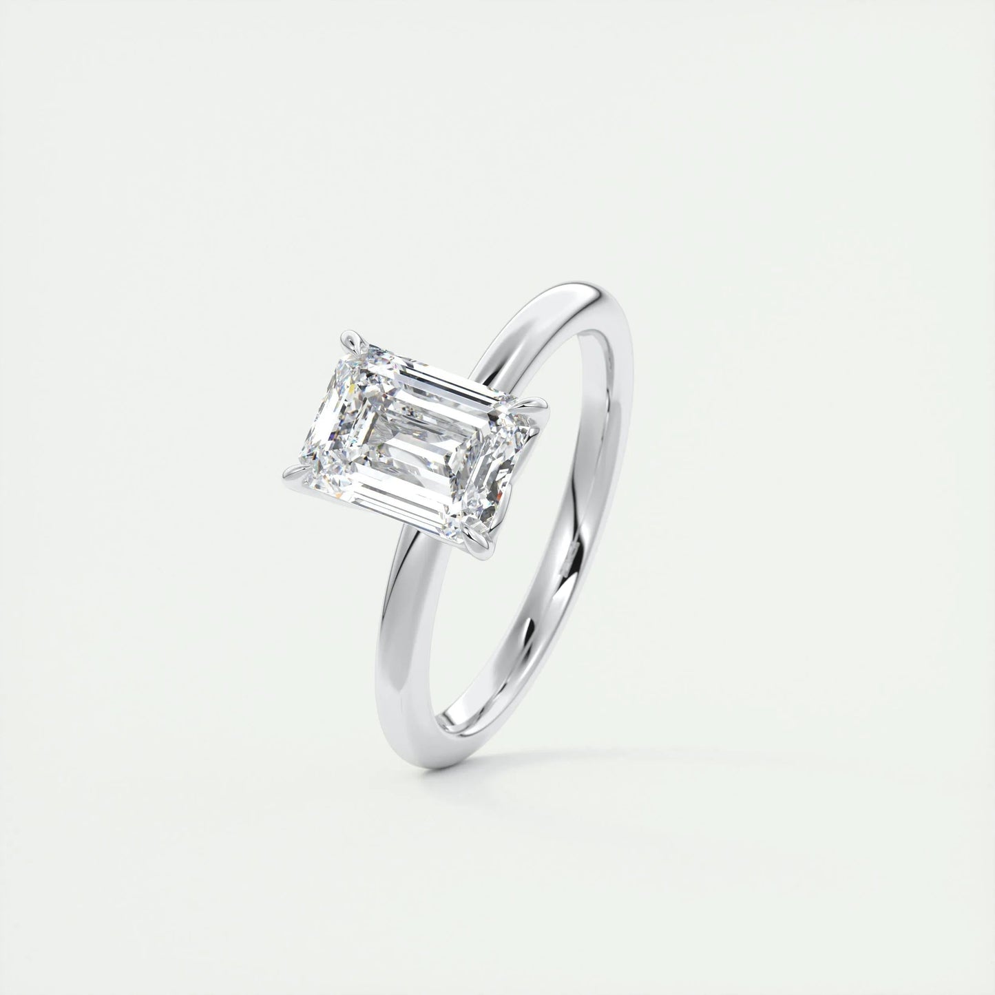 1.91 CT Emerald Cut Solitaire Moissanite Engagement Ring