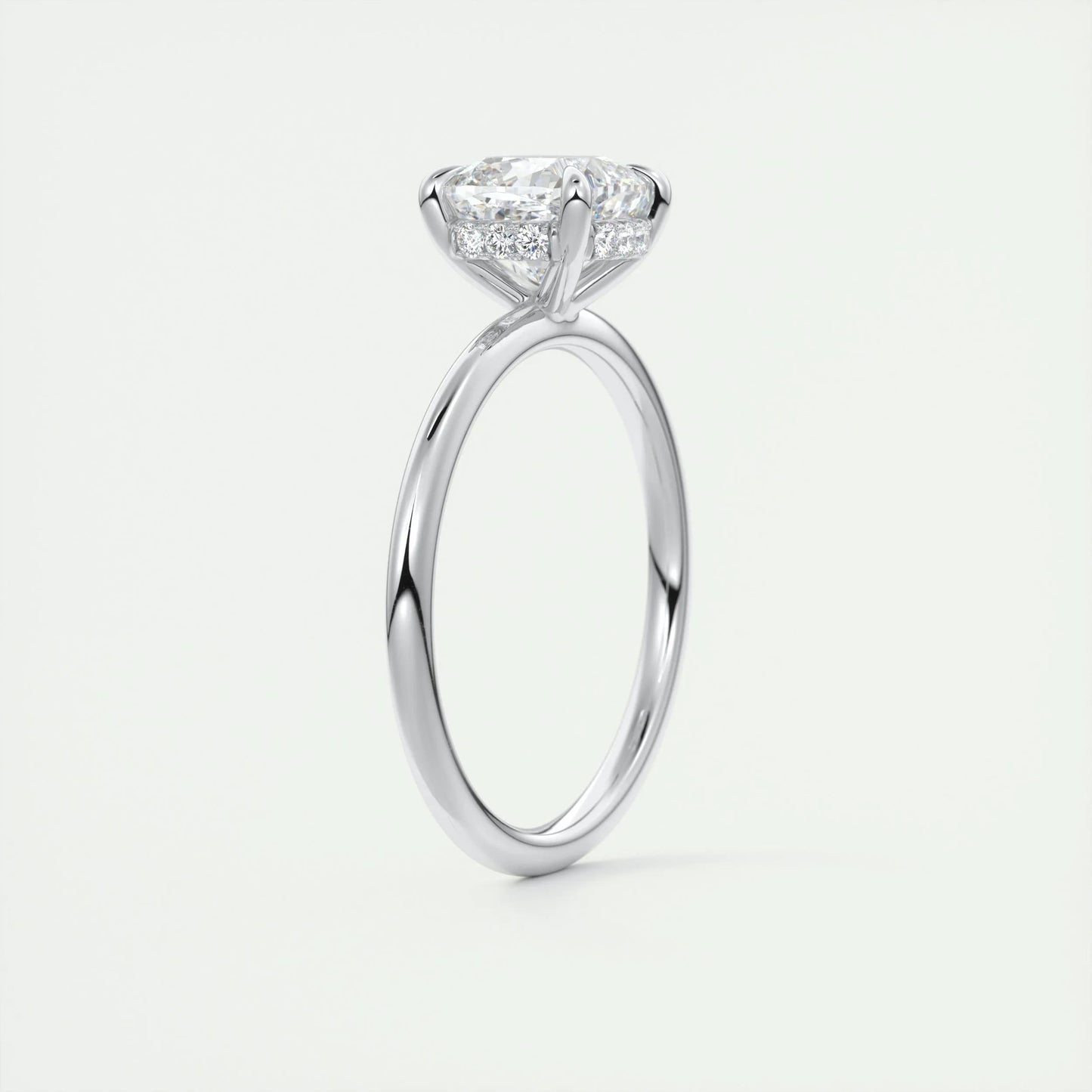 2.15 CT Cushion Solitaire Hidden Halo Moissanite Engagement Ring