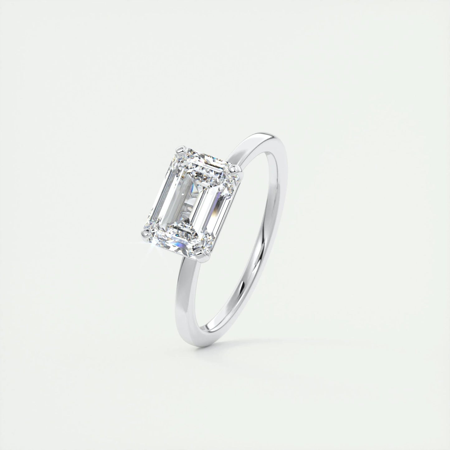 1.91 CT Emerald Cut Solitaire Moissanite Engagement Ring