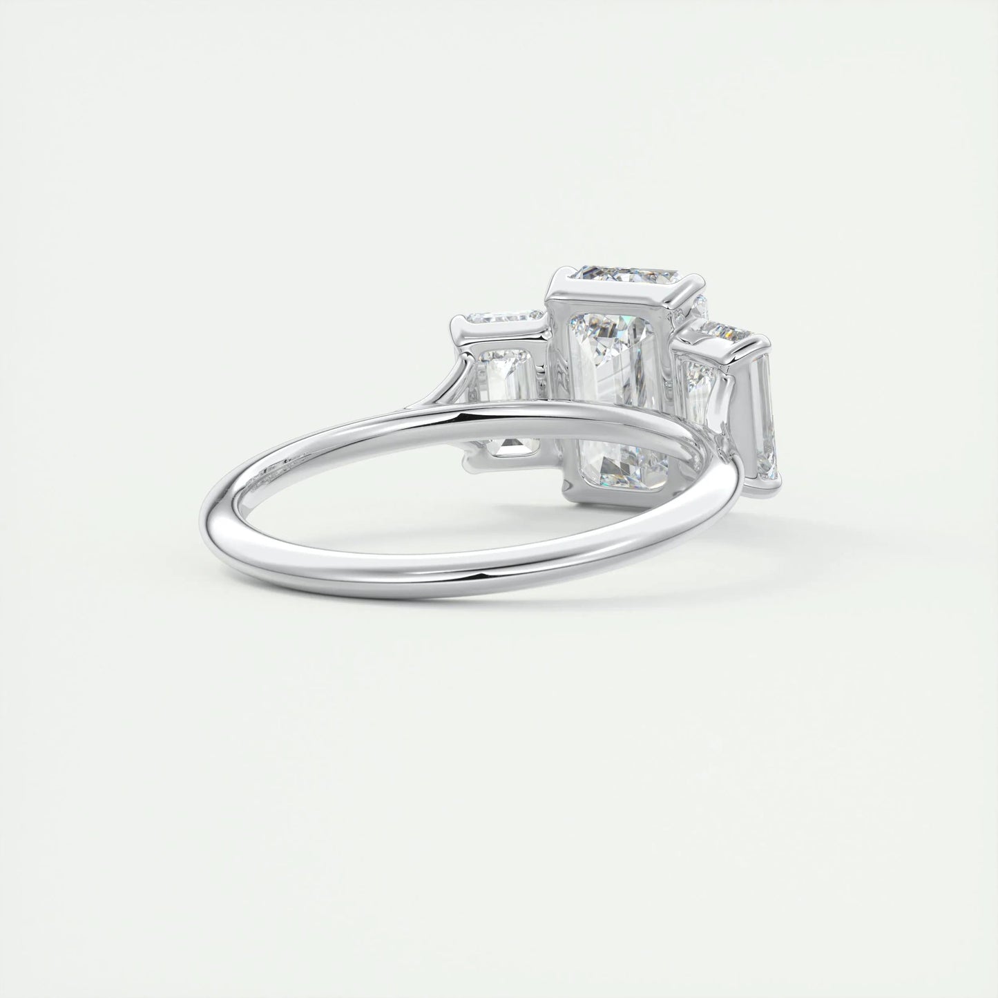 1.91 CT Emerald Cut Three Stone Moissanite Engagement Ring