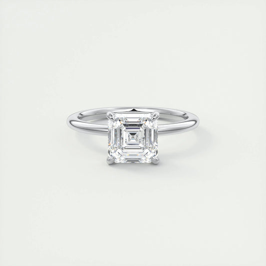 2.03 CT Asscher Cut Solitaire Moissanite Engagement Ring