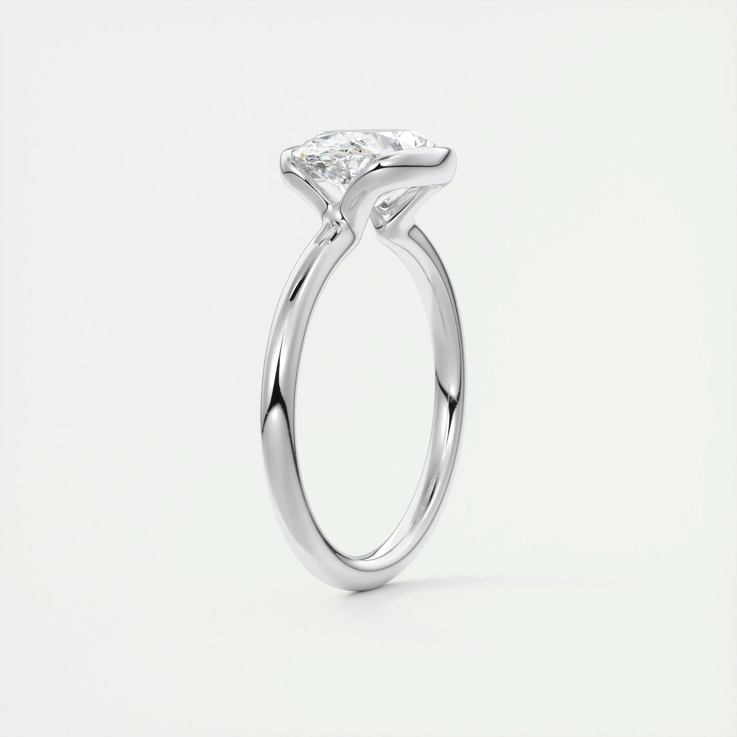 1.91 CT Oval Half Bezel Solitaire Moissanite Engagement Ring