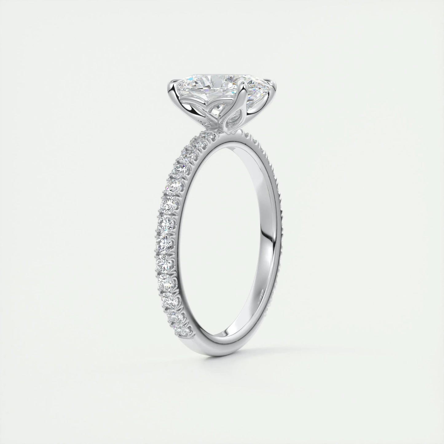 1.91 CT Oval Cut Solitaire Pave Moissanite Engagement Ring