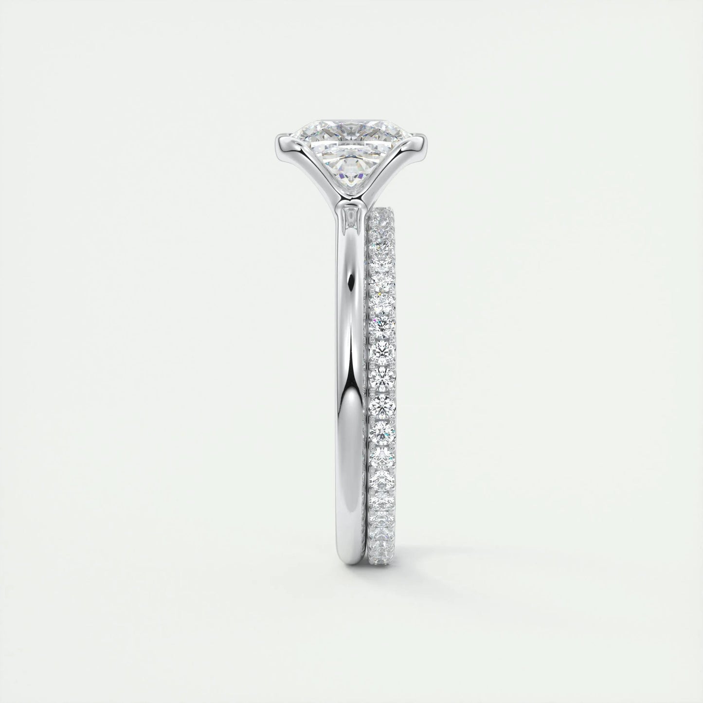 2.15 CT Cushion Half Bezel Solitaire Moissanite Engagement Ring