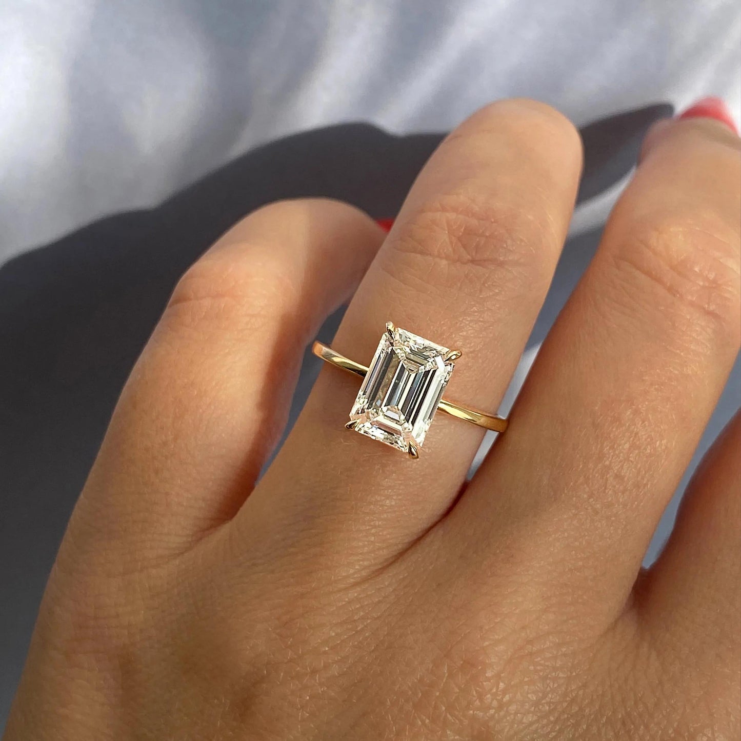 1.91 CT Emerald Cut Solitaire Moissanite Engagement Ring