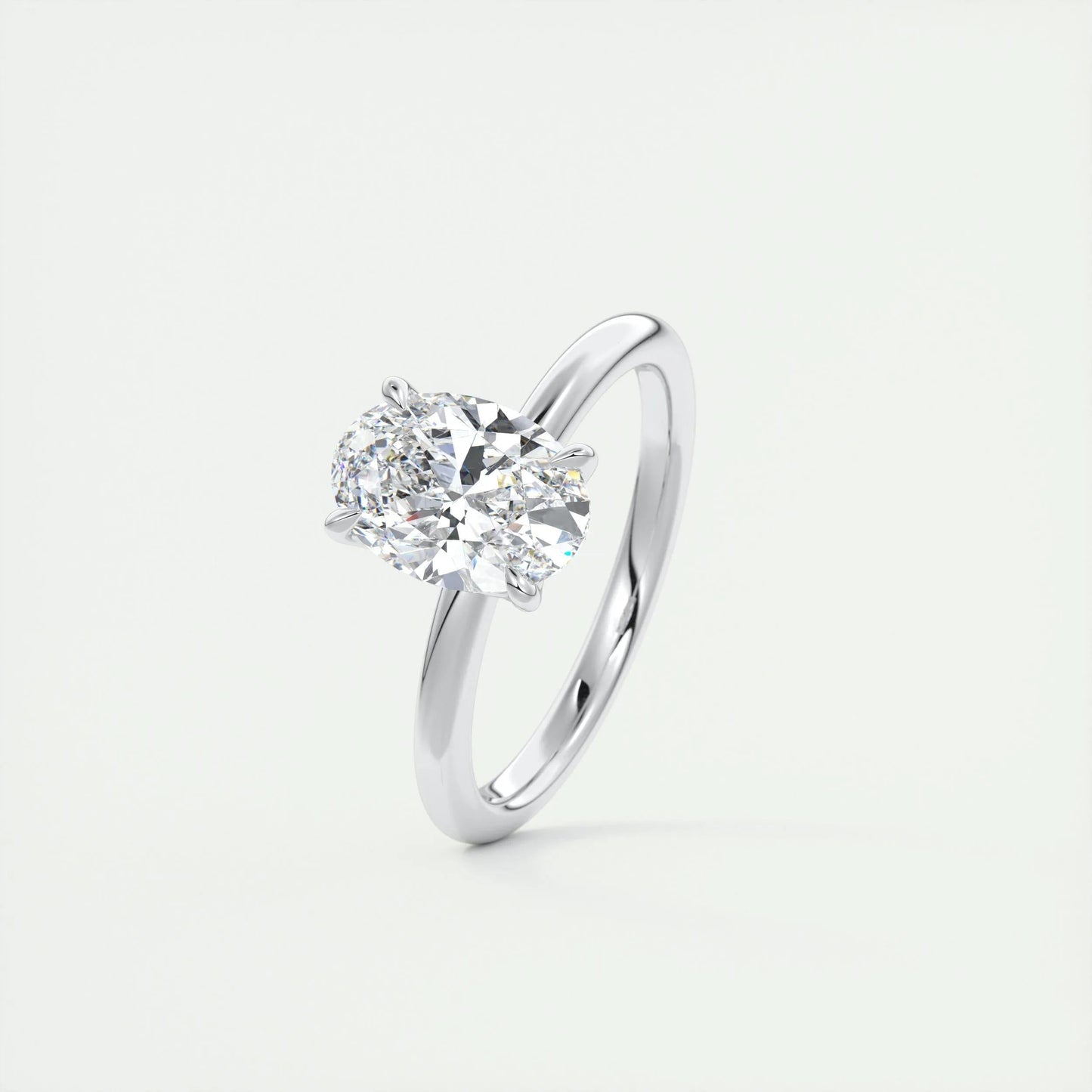 1.91 CT Oval Cut Solitaire Moissanite Engagement Ring