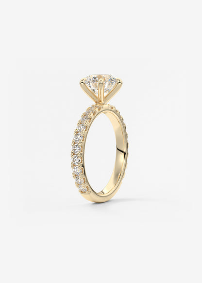 Round Pave Lab Grown Diamond Engagement Ring