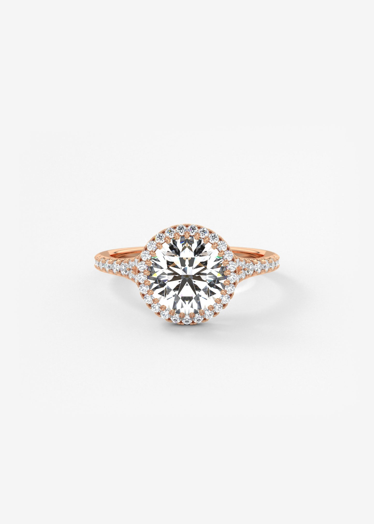 Round Halo & Pave , Split Shank Lab Grown Diamond Engagement Ring