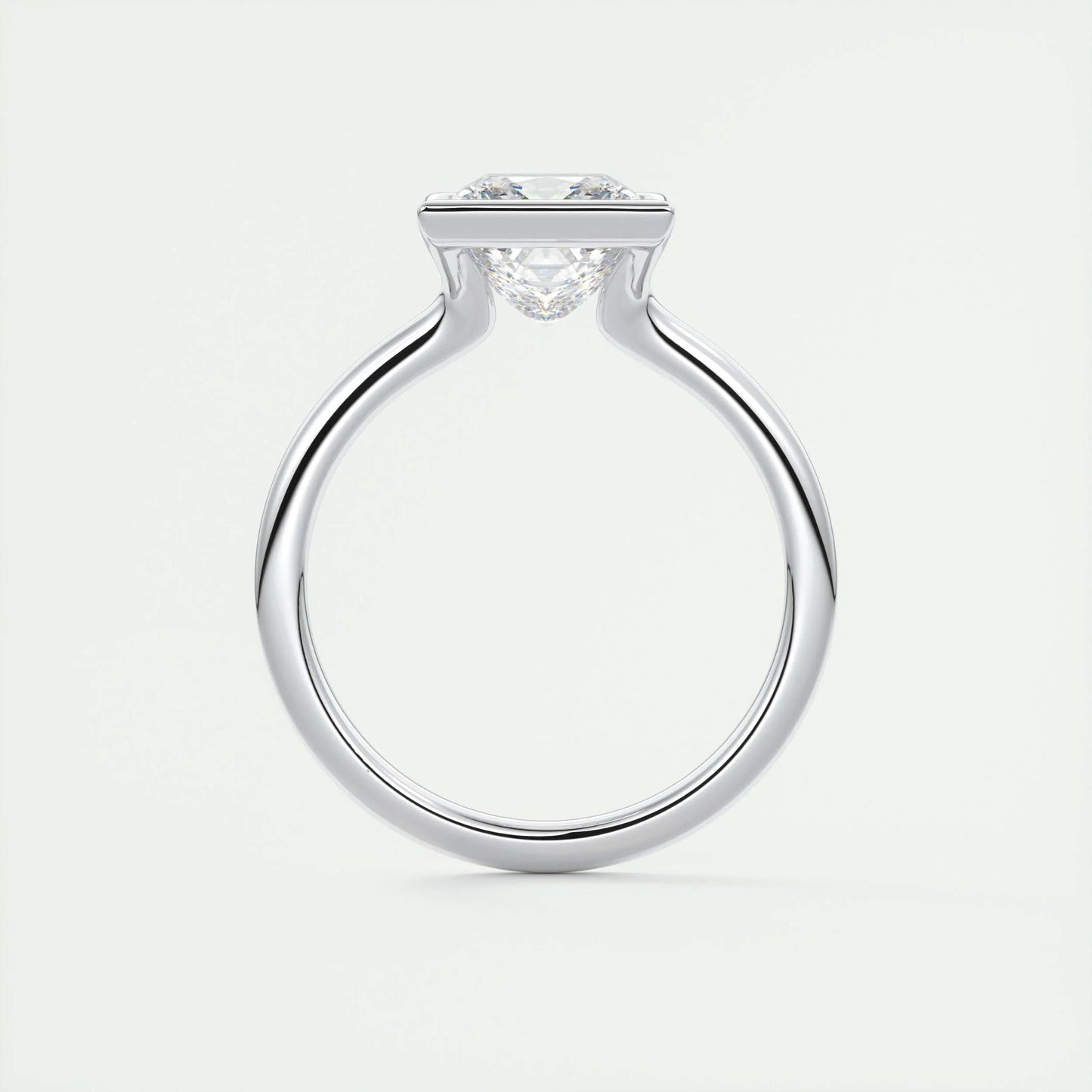 2.08 CT Princess Solitaire  Half Bezel Moissanite Engagement Ring