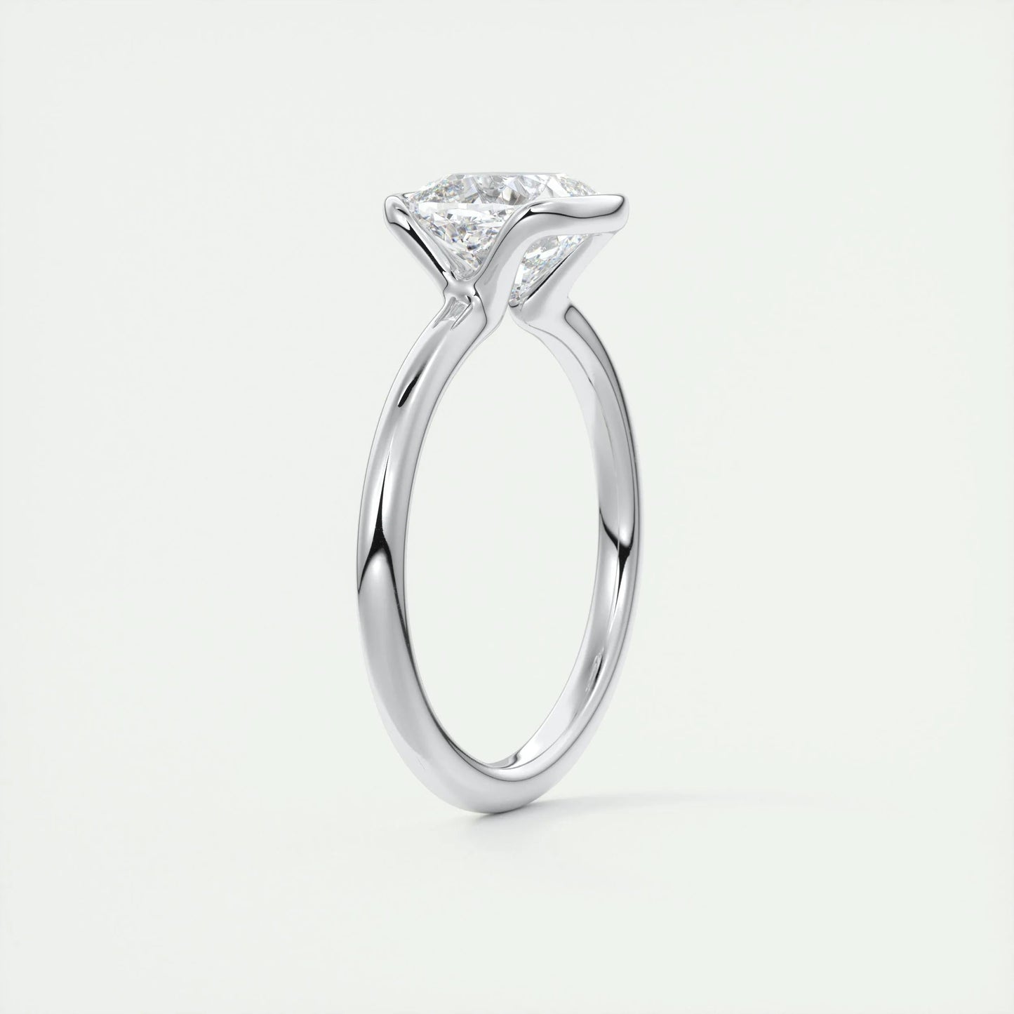2.15 CT Cushion Half Bezel Solitaire Moissanite Engagement Ring