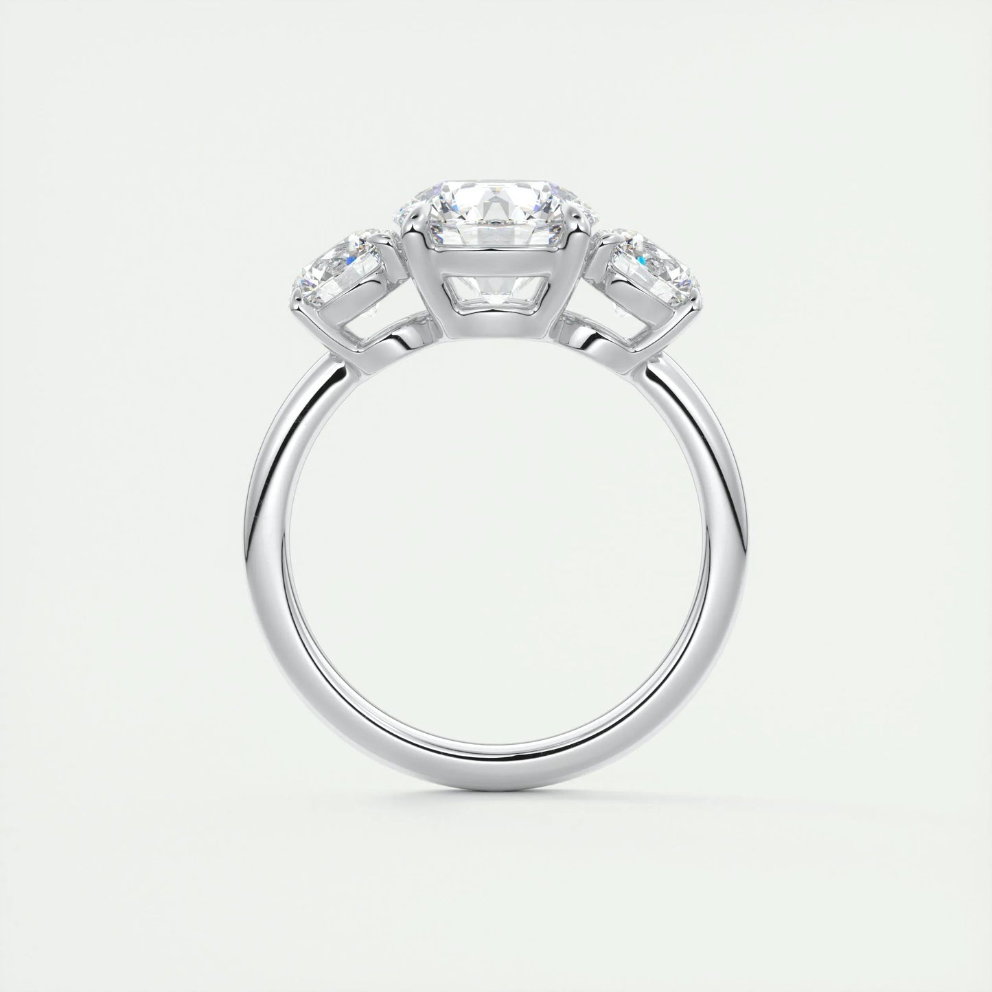 2.0 CT Round Cut Three Stone Moissanite Engagement Ring