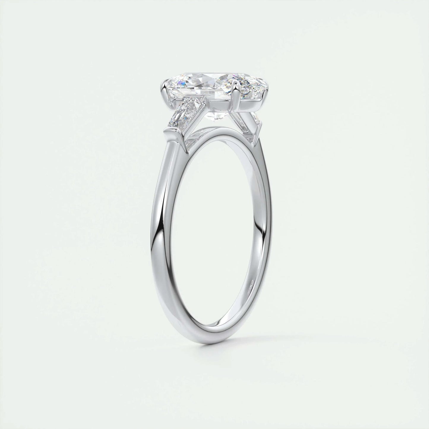 1.91 CT Oval Cut Three Stone Moissanite Engagement Ring