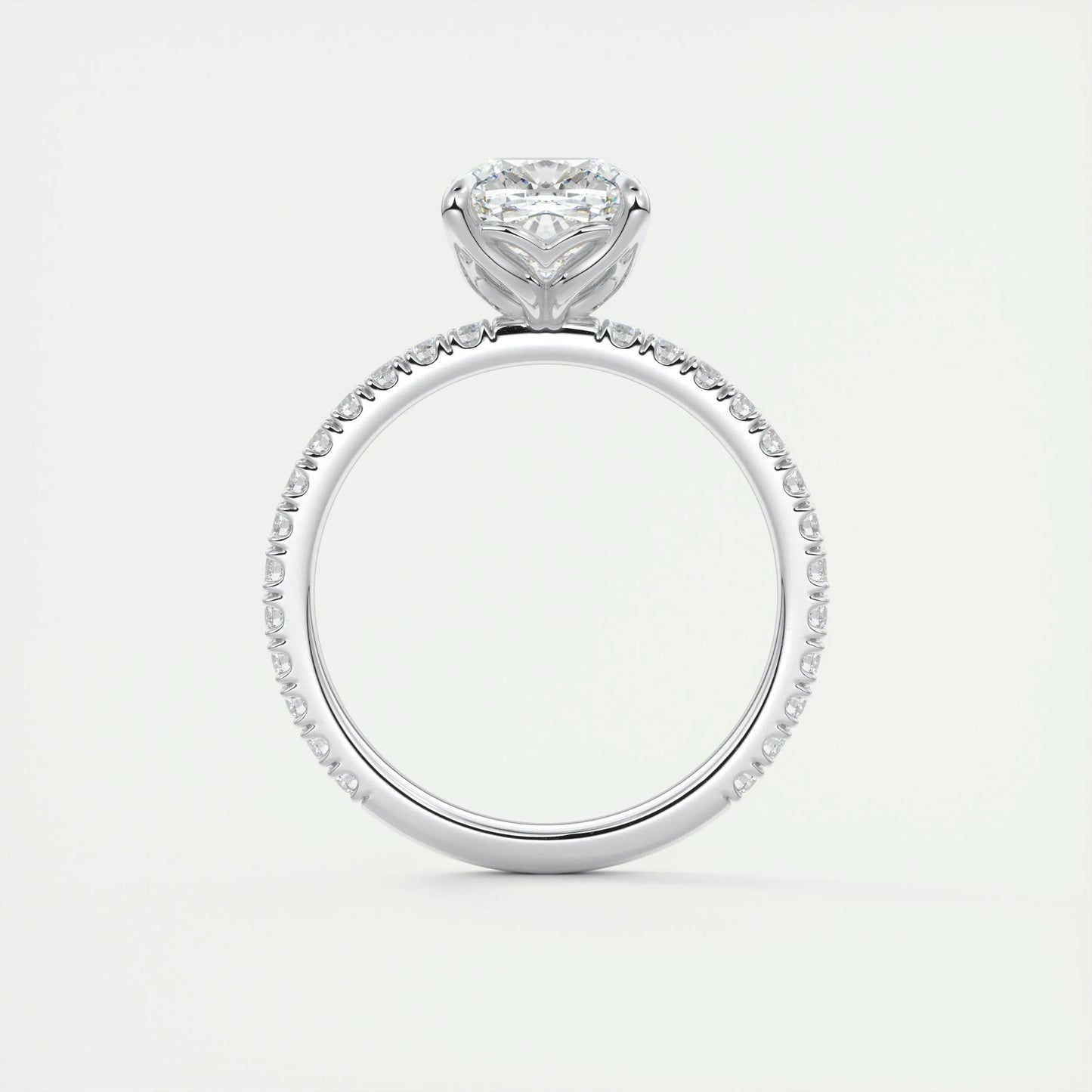 2.15 CT Cushion Cut Solitaire Pave Moissanite Engagement Ring