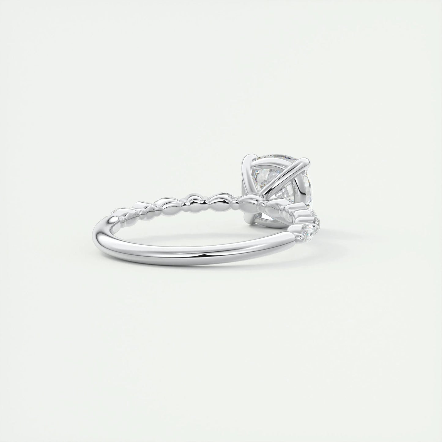 2.15 CT Cushion Cut Solitaire Pave Moissanite Engagement Ring