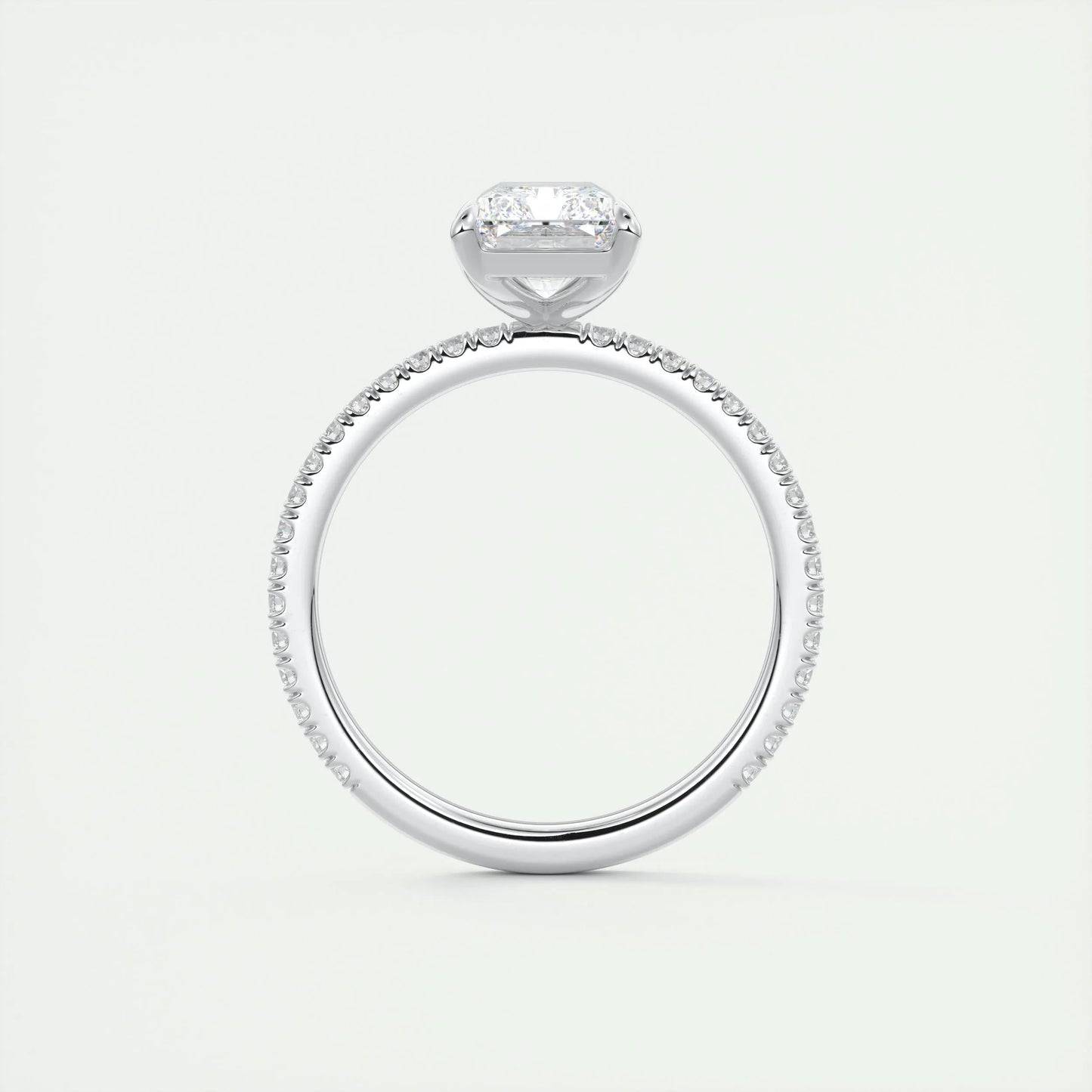 2.10 CT Radiant Solitaire Pave Moissanite Engagement Ring