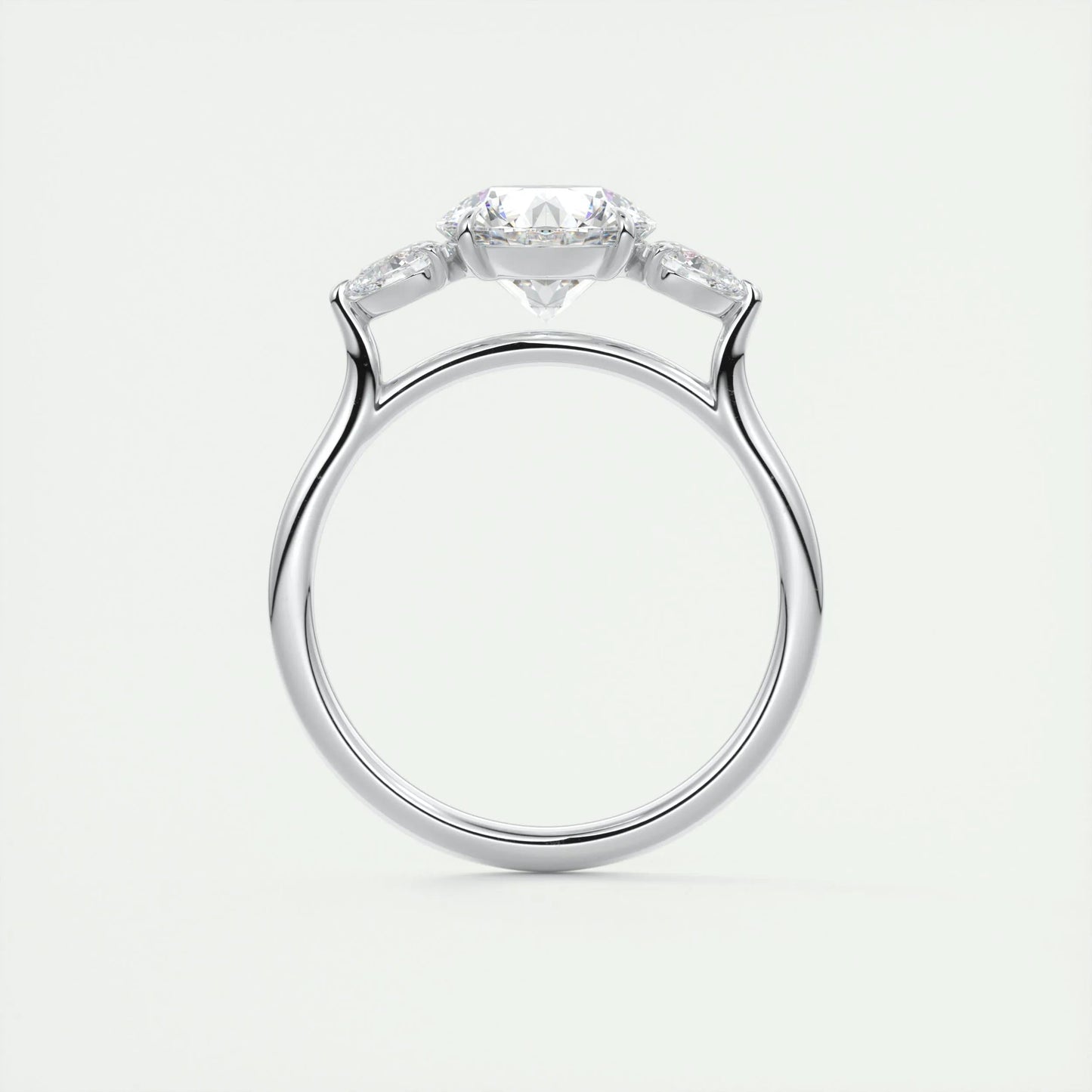 2.0 CT Round Cut Three Stone Moissanite Engagement Ring