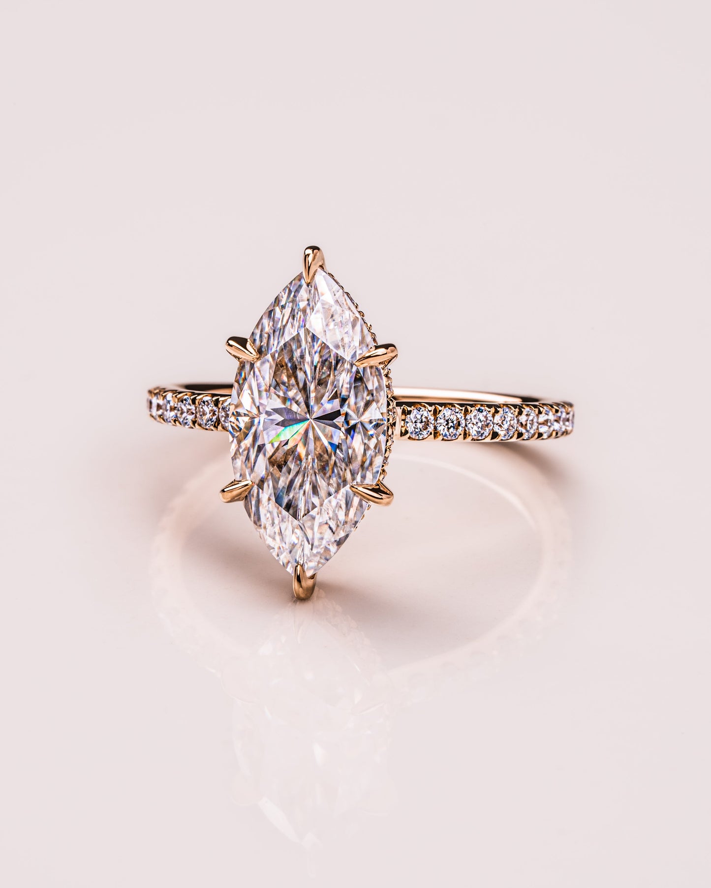 1.98 CT Marquise Solitaire Moissanite Engagement Ring With Hidden Halo/Pave Setting