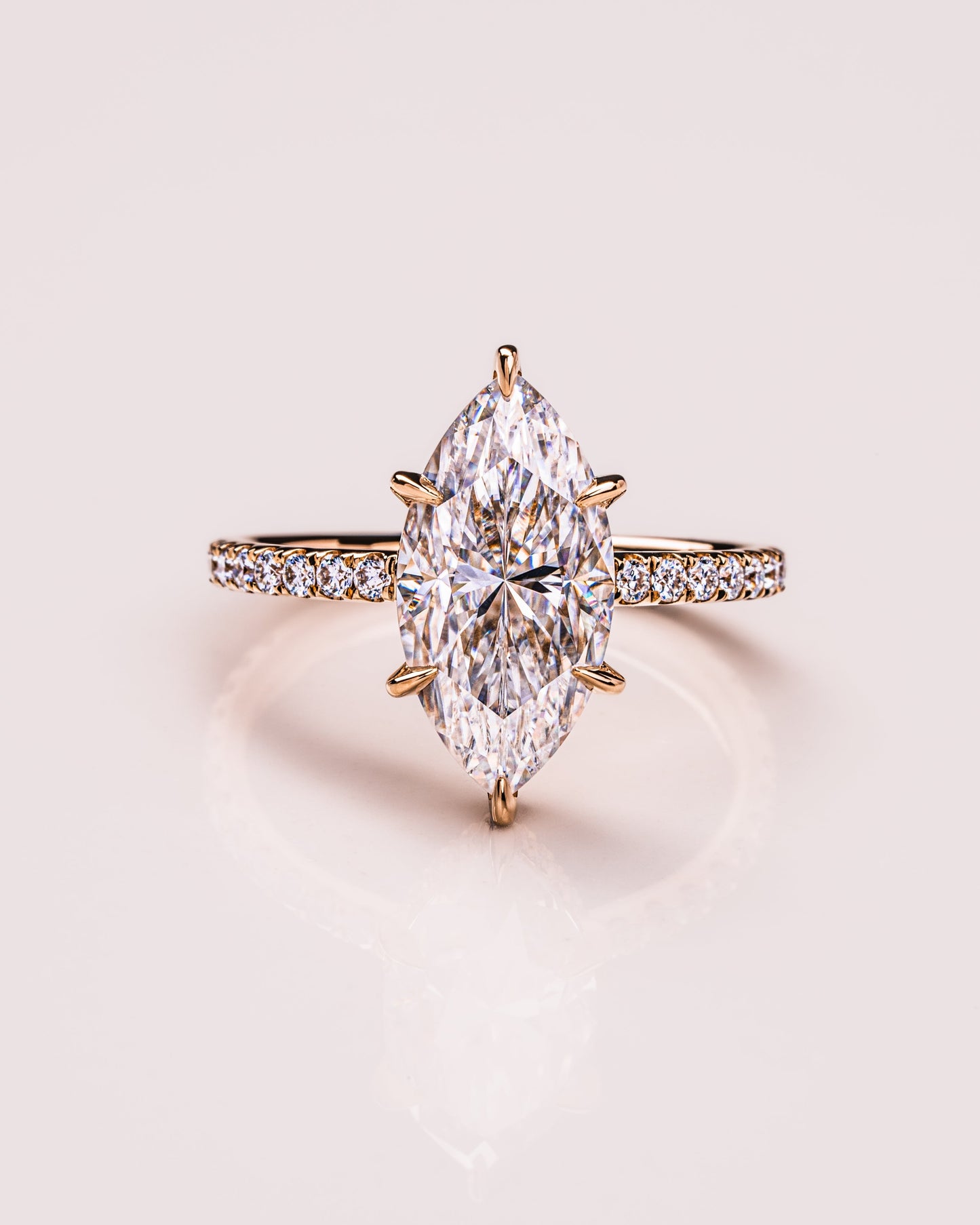 1.98 CT Marquise Solitaire Moissanite Engagement Ring With Hidden Halo/Pave Setting