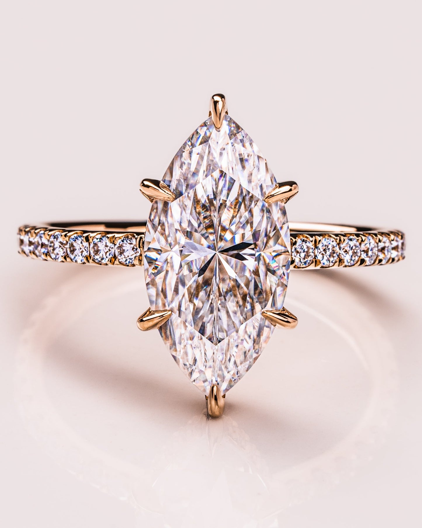 1.98 CT Marquise Solitaire Moissanite Engagement Ring With Hidden Halo/Pave Setting