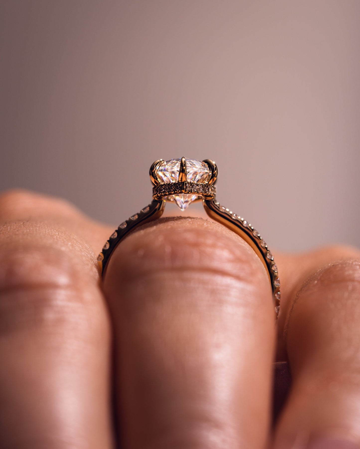 3.09 CT Marquise Cut Solitaire Moissanite Engagement Ring With Hidden Halo Setting