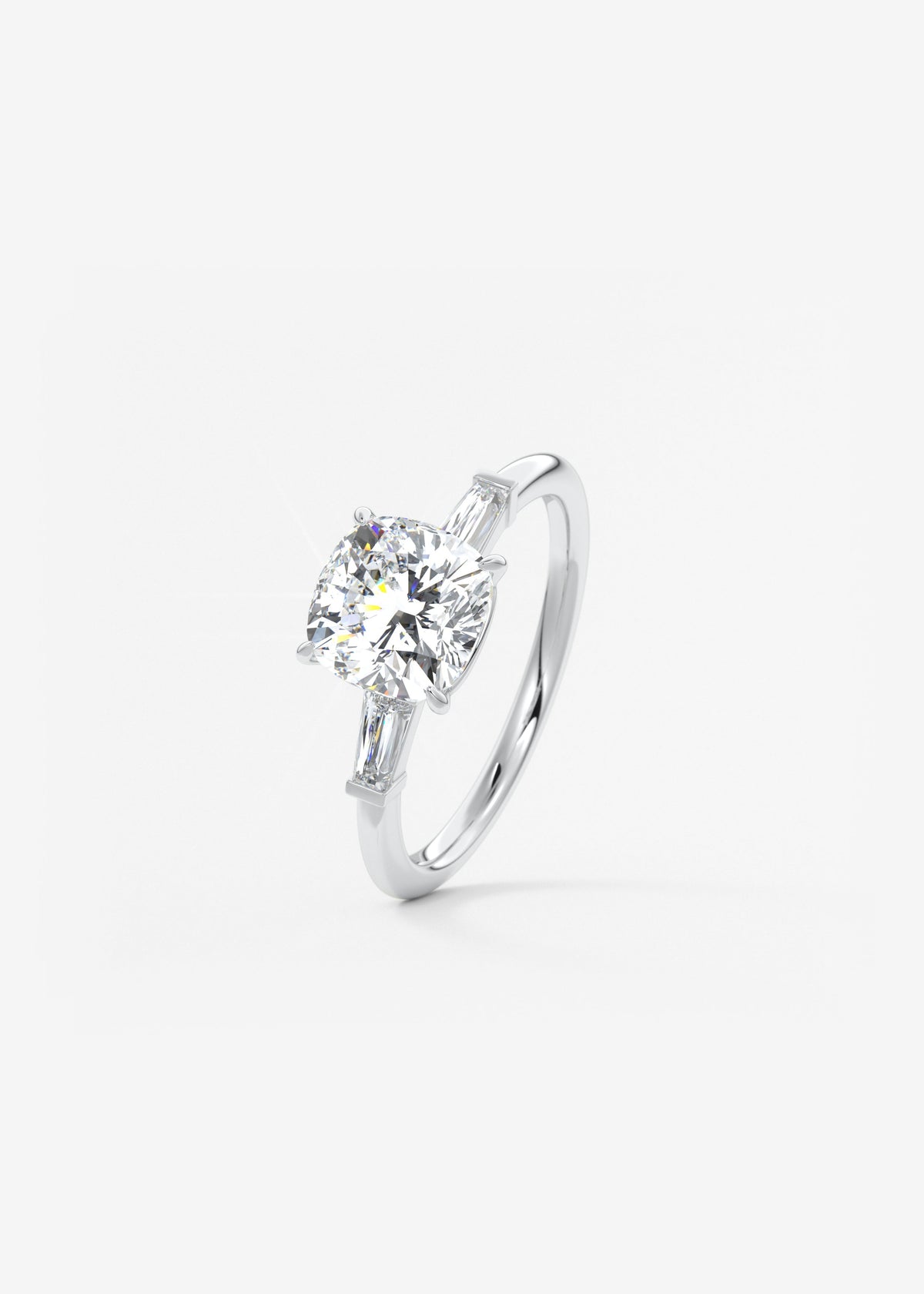 Cushion Three Stone Lab Grown Diamond Engagement Ring