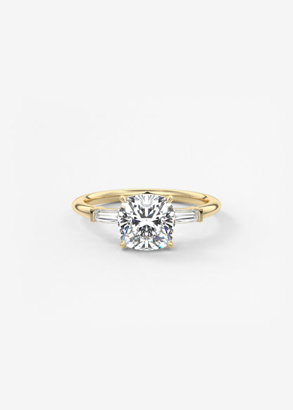 Cushion Three Stone Lab Grown Diamond Engagement Ring